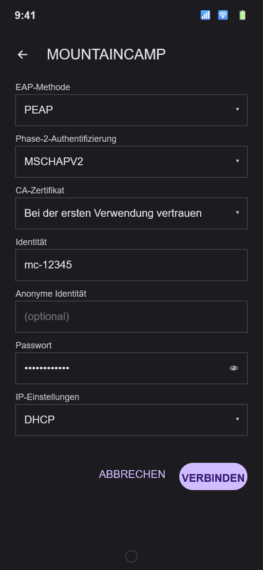 Android Wi-Fi Schritt 2