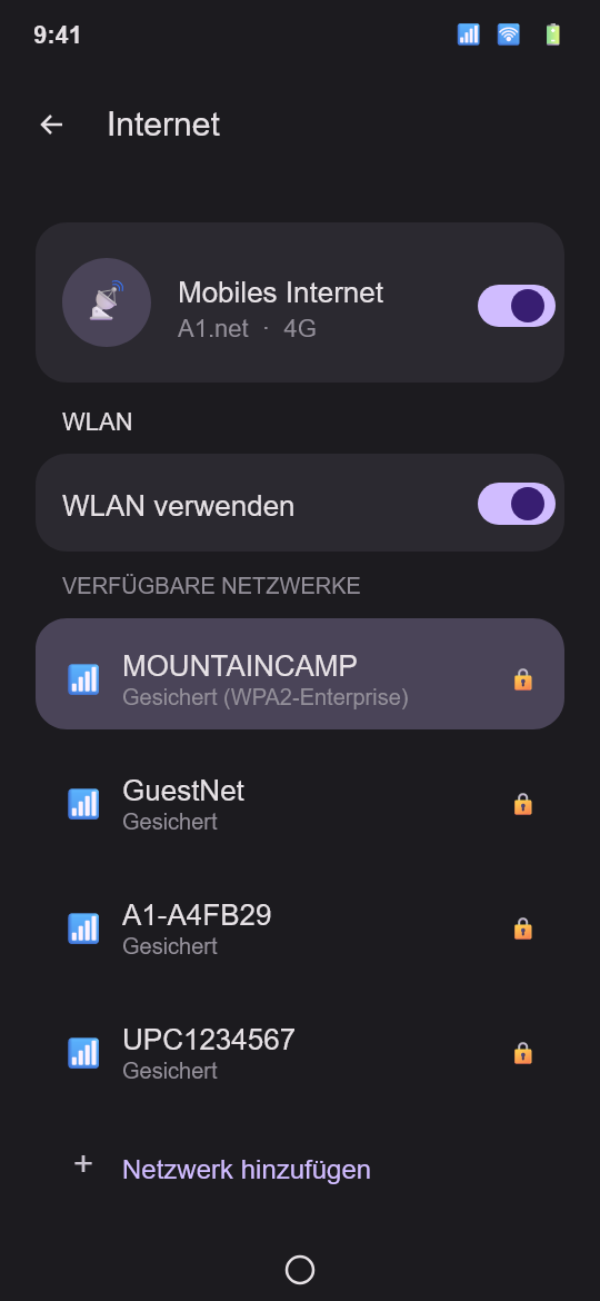 Android Wi-Fi Schritt 1